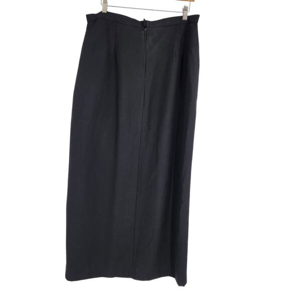 Vintage Patra Column Maxi Skirt Side Slit Crepe Acetate Black Womens Size 18 - Picture 7 of 7